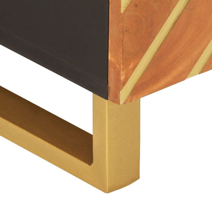 Mesa De Centro Madera Maciza De Mango Negro Marrón 80X50X40 Cm