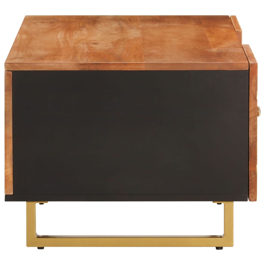 Mesa De Centro Madera Maciza De Mango Negro Marrón 100X54X40 Cm