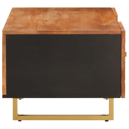 Mesa De Centro Madera Maciza De Mango Negro Marrón 100X54X40 Cm
