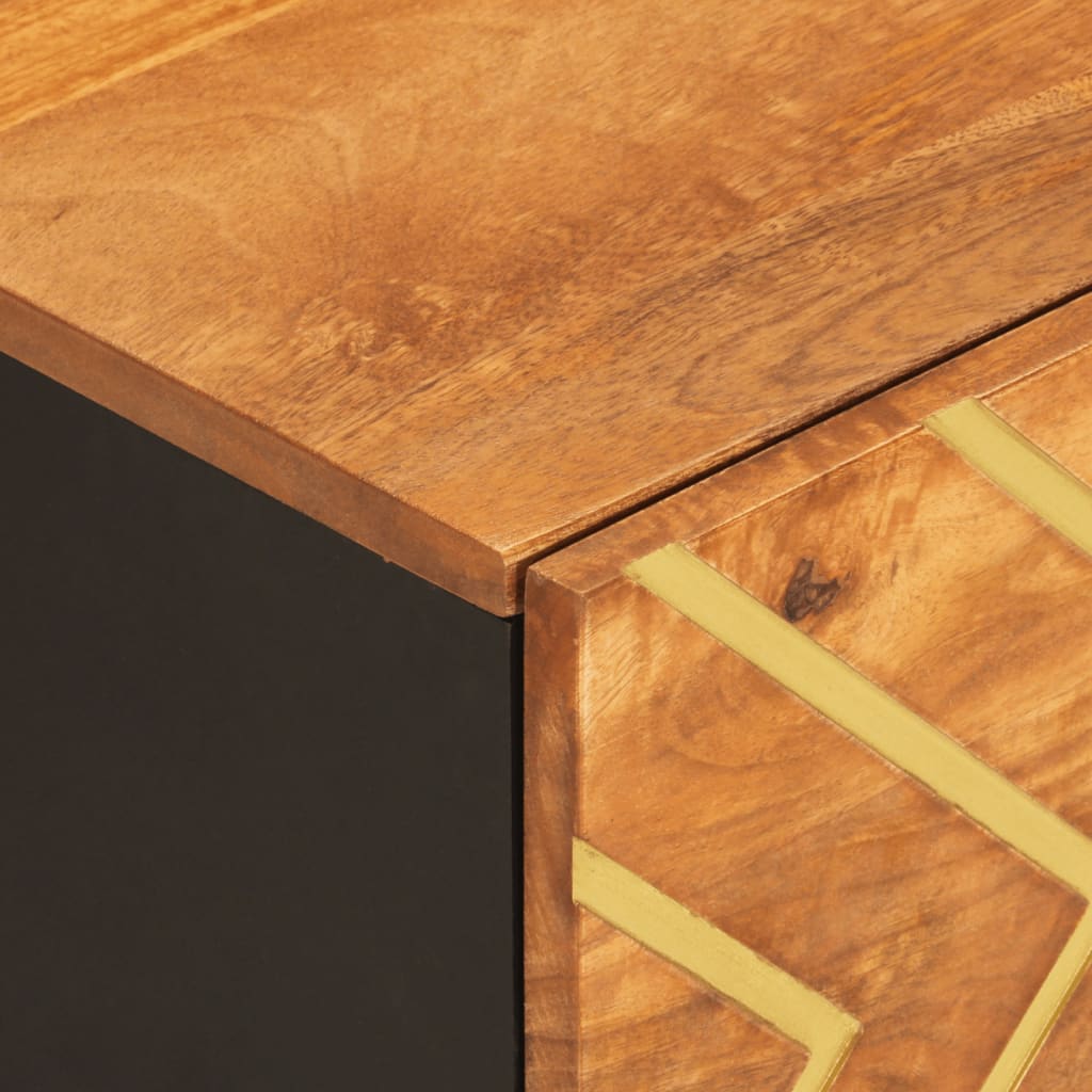 Mesa De Centro Madera Maciza De Mango Negro Marrón 100X54X40 Cm