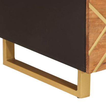 Mesa De Centro Madera Maciza De Mango Negro Marrón 100X54X40 Cm