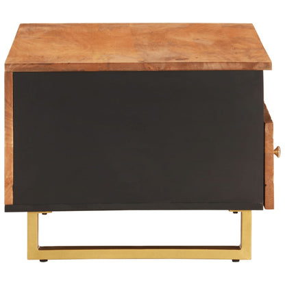 Mesa De Centro Madera Maciza Mango Negro Y Marrón 80X54X40 Cm