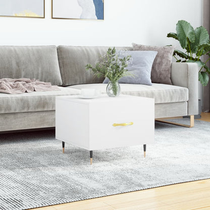 Mesa De Centro Madera De Ingeniería Brillo Blanco 50X50X40 Cm