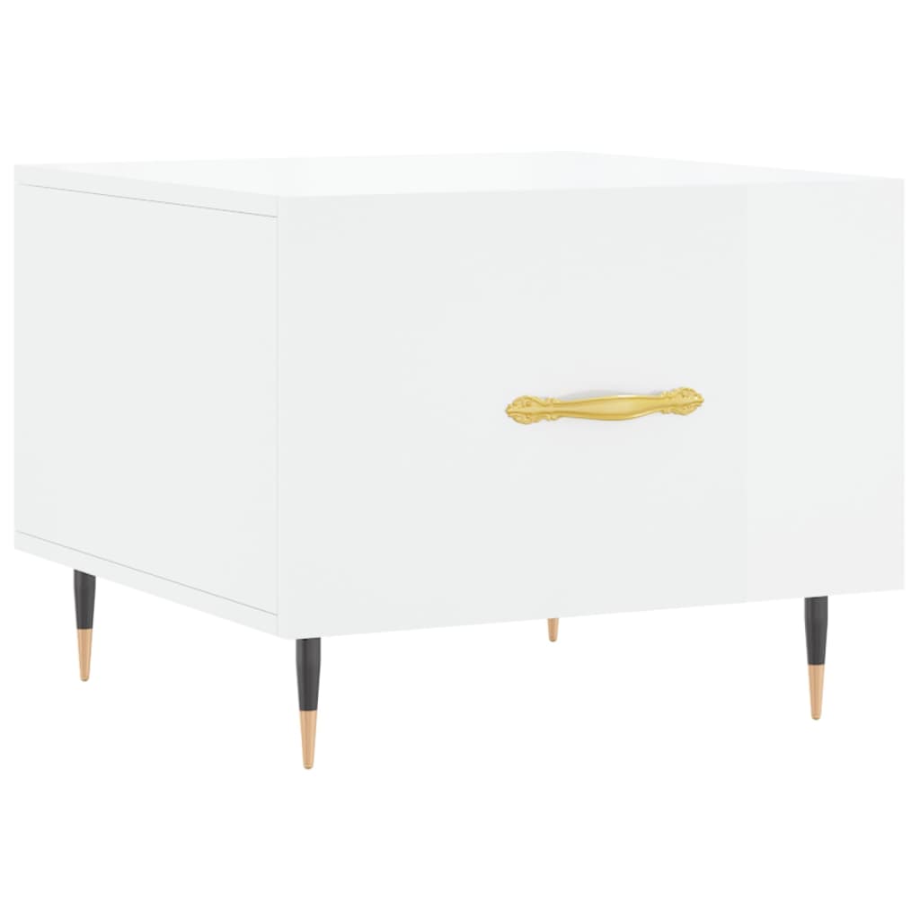 Mesa De Centro Madera De Ingeniería Brillo Blanco 50X50X40 Cm