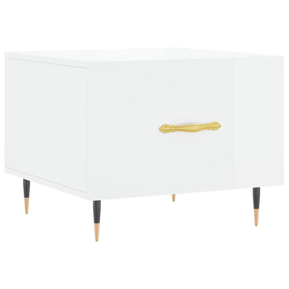 Mesa De Centro Madera De Ingeniería Brillo Blanco 50X50X40 Cm