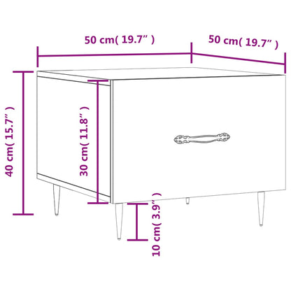 Mesa De Centro Madera De Ingeniería Brillo Blanco 50X50X40 Cm