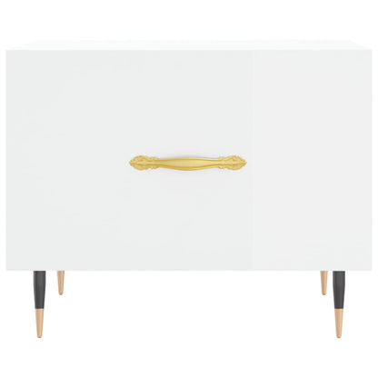 Mesa De Centro Madera De Ingeniería Brillo Blanco 50X50X40 Cm