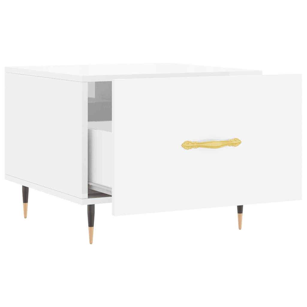 Mesa De Centro Madera De Ingeniería Brillo Blanco 50X50X40 Cm