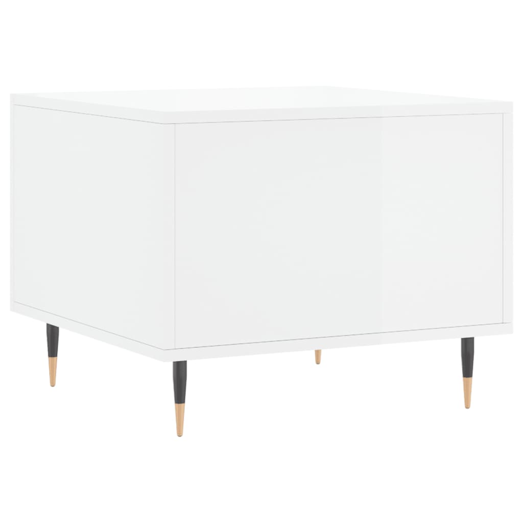 Mesa De Centro Madera De Ingeniería Brillo Blanco 50X50X40 Cm