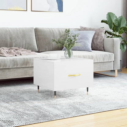 Mesa De Centro Madera De Ingeniería Brillo Blanco 50X50X40 Cm