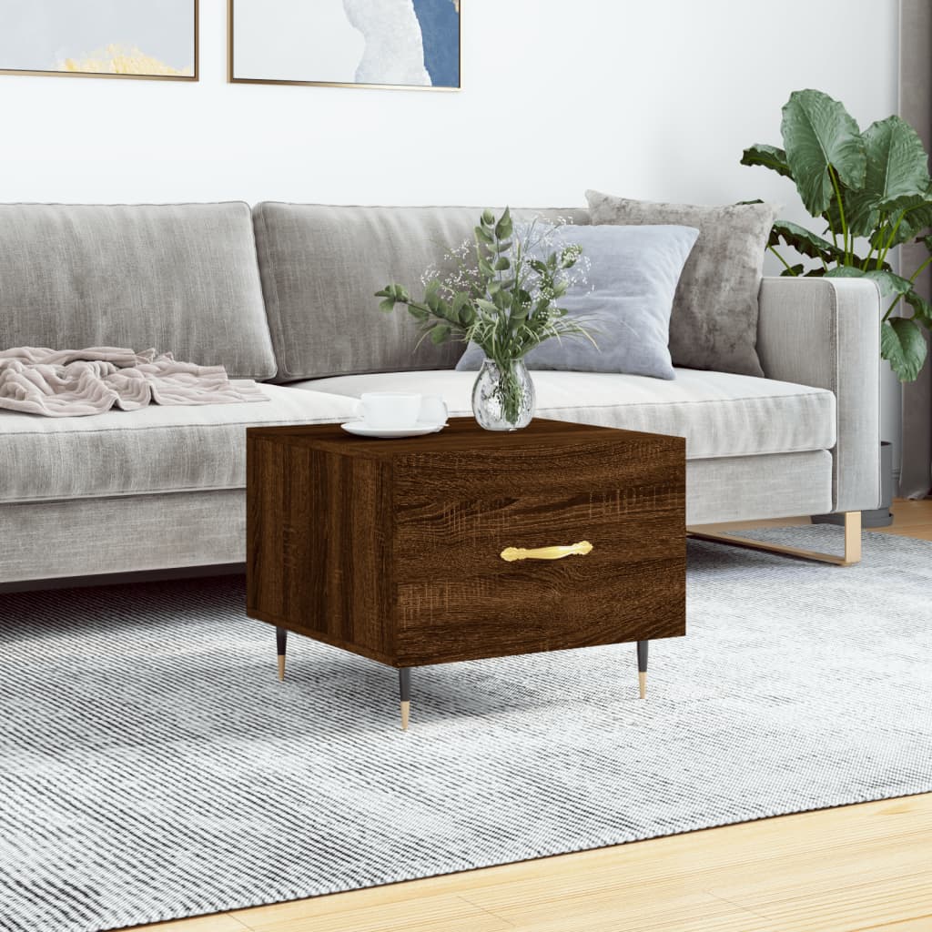 Mesa De Centro Madera De Ingeniería Brillo Blanco 50X50X40 Cm