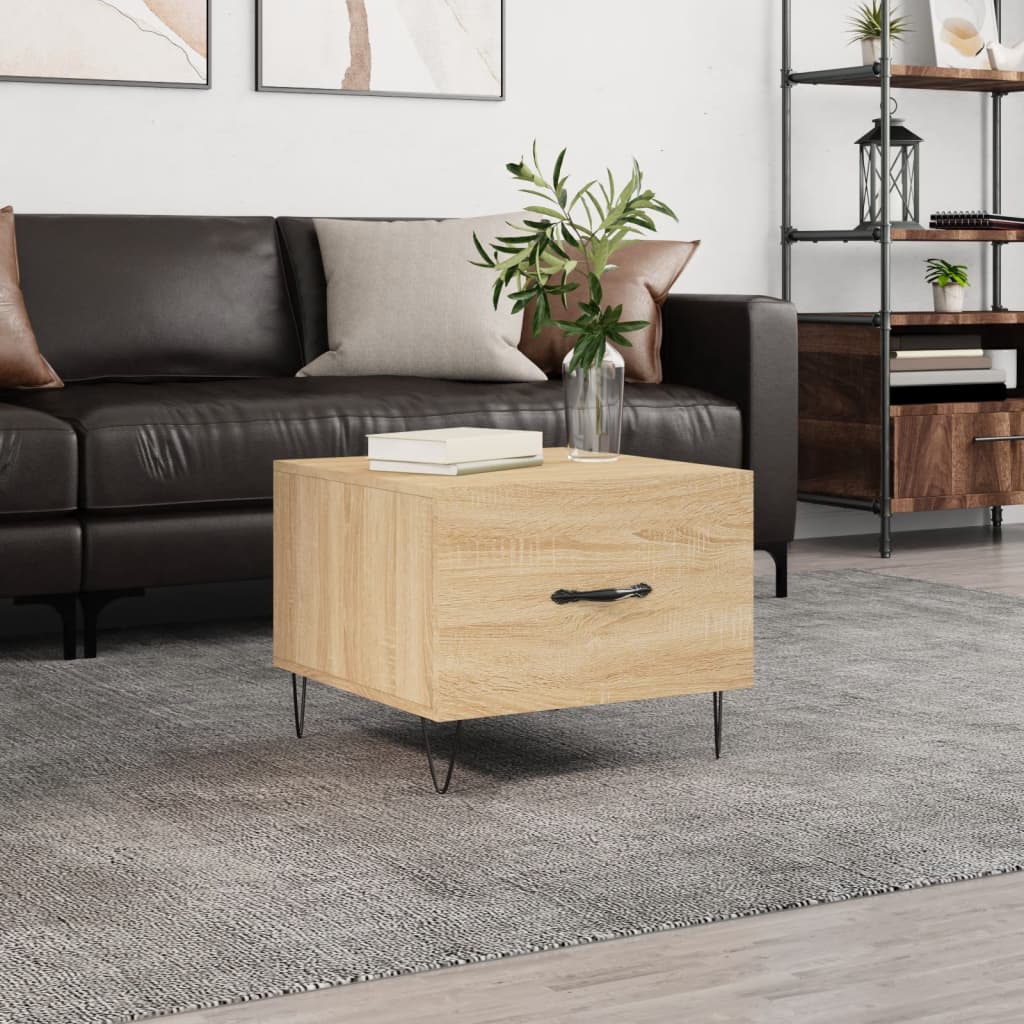 Mesa De Centro Madera Contrachapada Roble Marrón 50X50X40 Cm