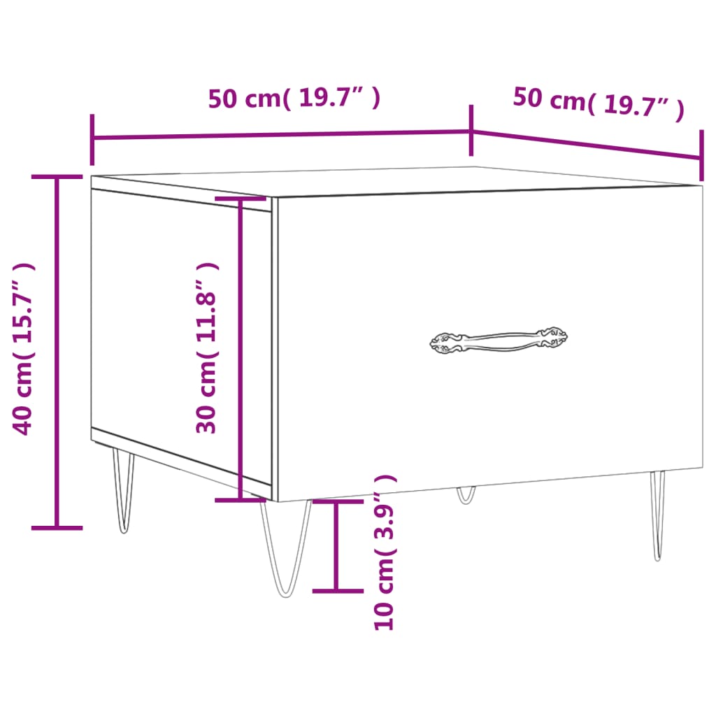 Mesa De Centro Madera Contrachapada Roble Marrón 50X50X40 Cm