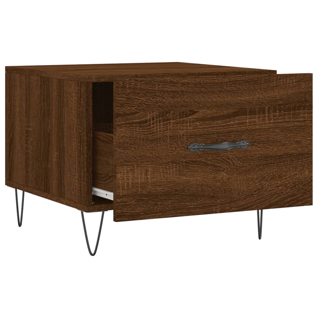 Mesa De Centro Madera Contrachapada Roble Marrón 50X50X40 Cm