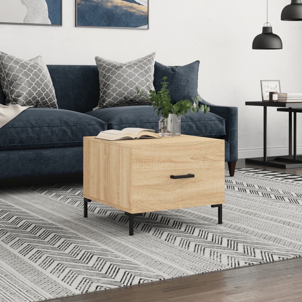 Mesa De Centro Madera Contrachapada Roble Marrón 50X50X40 Cm