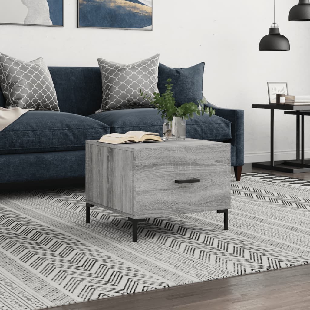Mesa De Centro Madera Contrachapada Roble Marrón 50X50X40 Cm