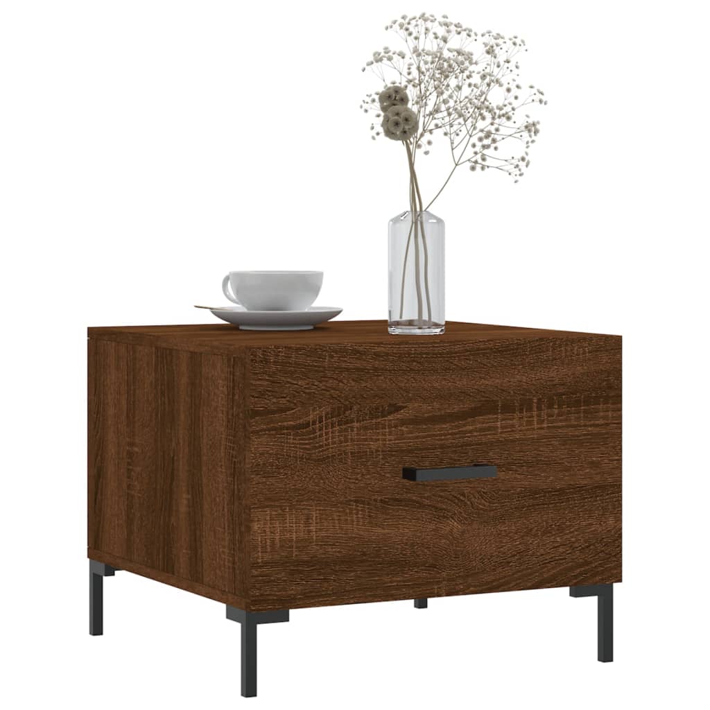Mesa De Centro Madera Contrachapada Roble Marrón 50X50X40 Cm