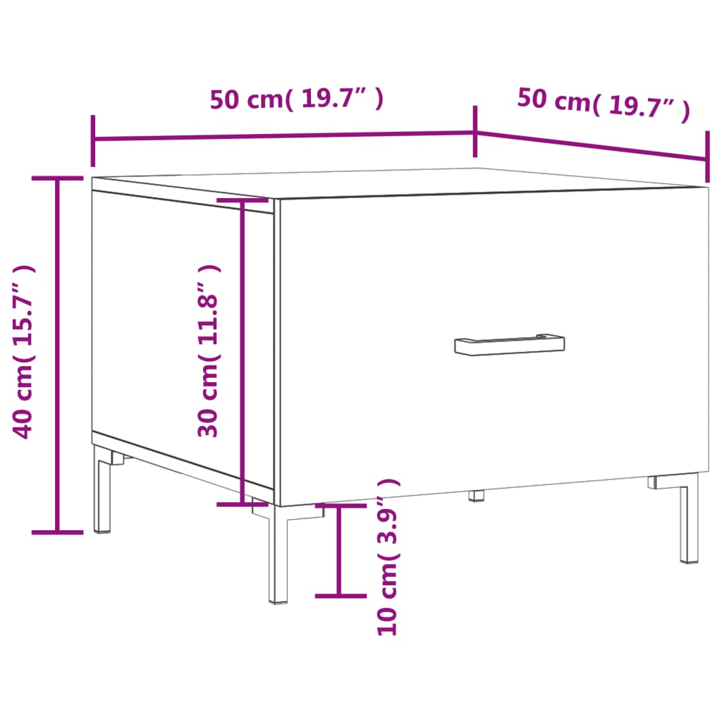 Mesa De Centro Madera Contrachapada Roble Marrón 50X50X40 Cm