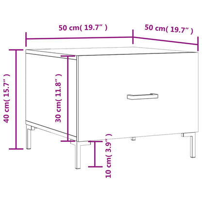 Mesa De Centro Madera Contrachapada Roble Marrón 50X50X40 Cm
