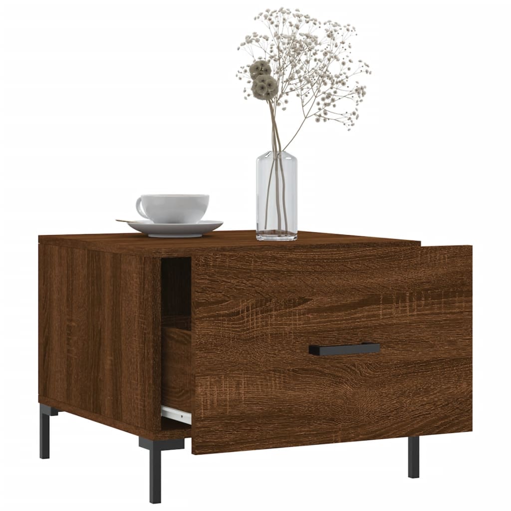 Mesa De Centro Madera Contrachapada Roble Marrón 50X50X40 Cm