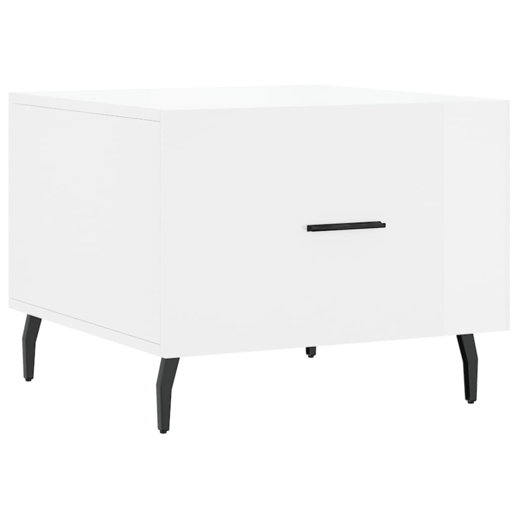 Mesa De Centro Madera De Ingeniería Brillo Blanco 50X50X40 Cm