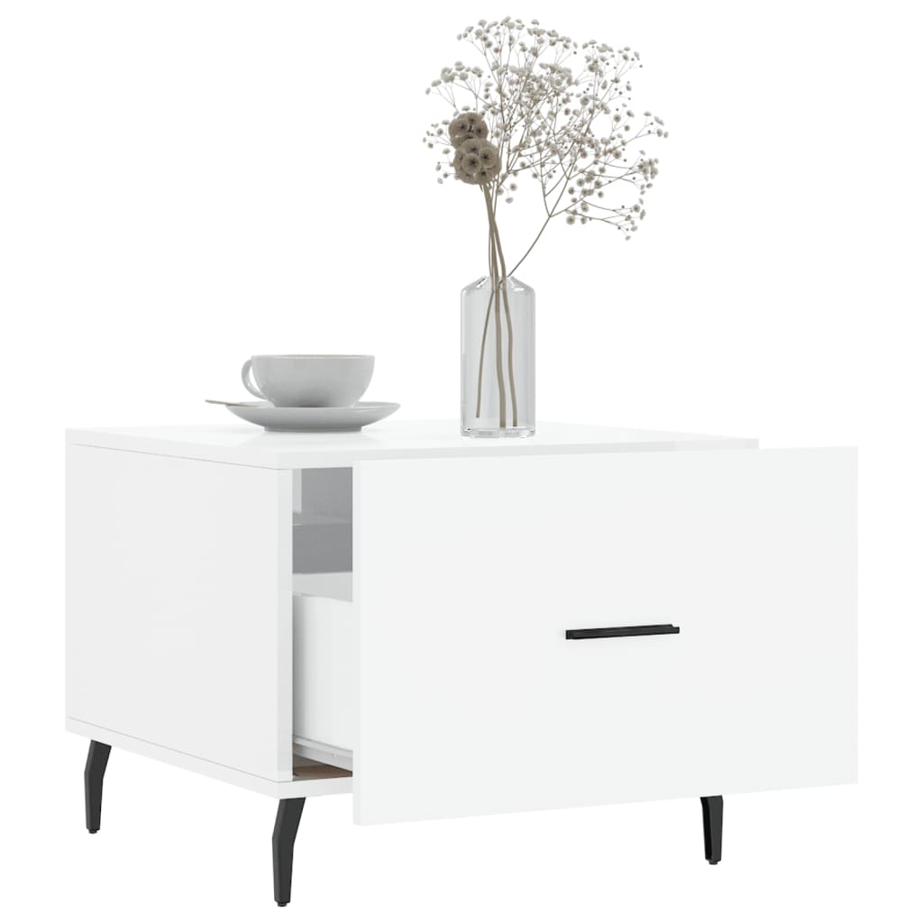 Mesa De Centro Madera De Ingeniería Brillo Blanco 50X50X40 Cm