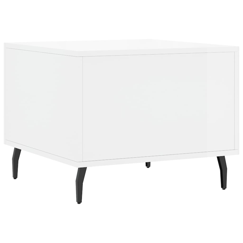 Mesa De Centro Madera De Ingeniería Brillo Blanco 50X50X40 Cm