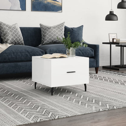 Mesa De Centro Madera De Ingeniería Brillo Blanco 50X50X40 Cm
