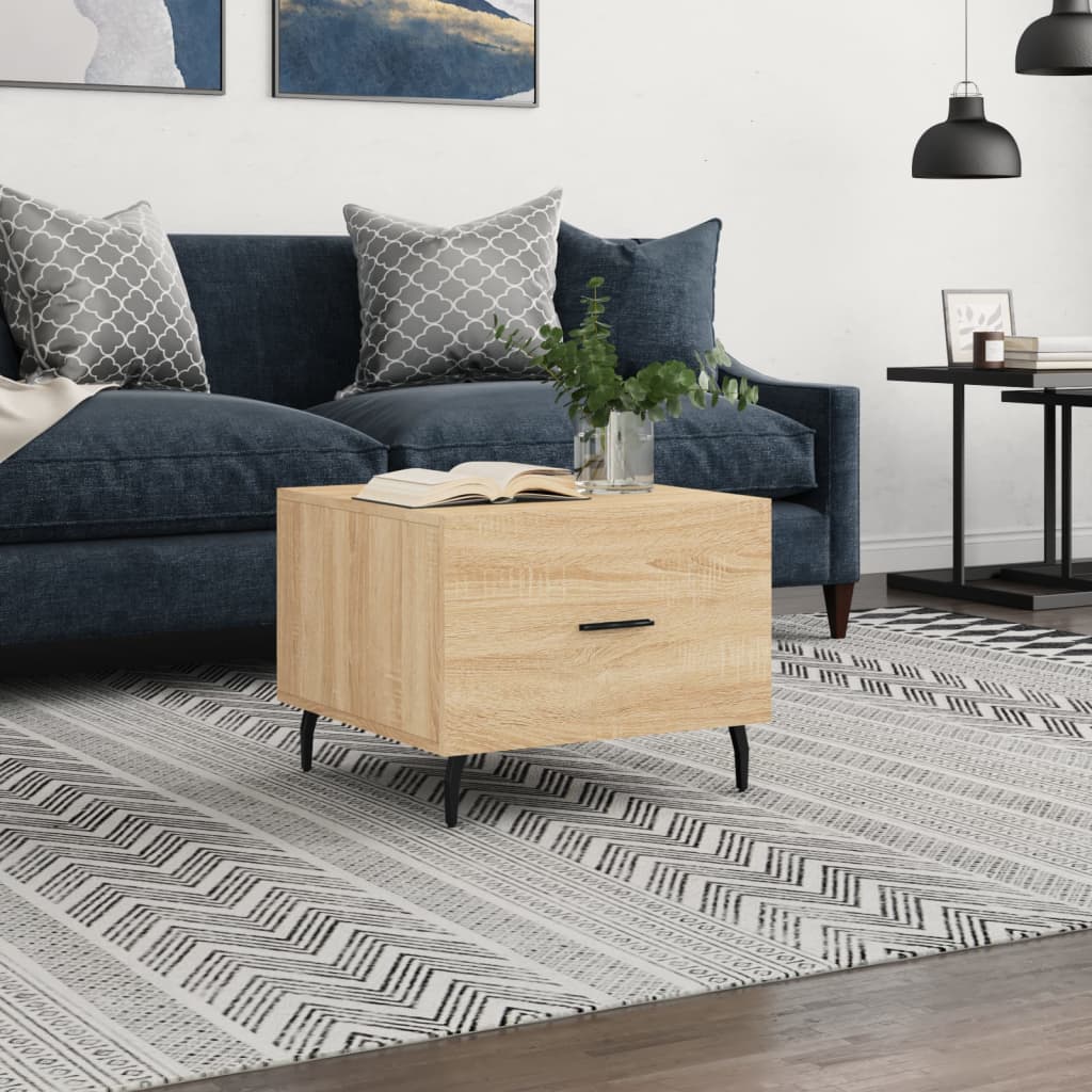 Mesa De Centro Madera De Ingeniería Brillo Blanco 50X50X40 Cm