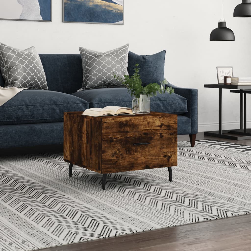 Mesa De Centro Madera De Ingeniería Brillo Blanco 50X50X40 Cm