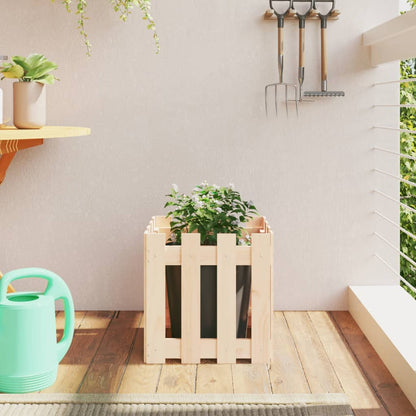 Arriate Elevado Jardín Con Valla Madera Maciza Pino 150X30X30Cm