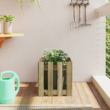 Arriate Elevado Jardín Con Valla Madera Maciza Pino 150X30X30Cm