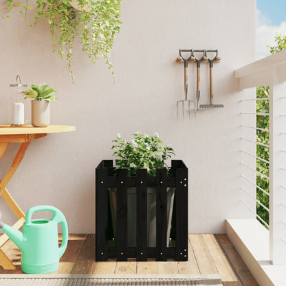 Arriate Elevado Jardín Con Valla Madera Maciza Pino 150X30X30Cm