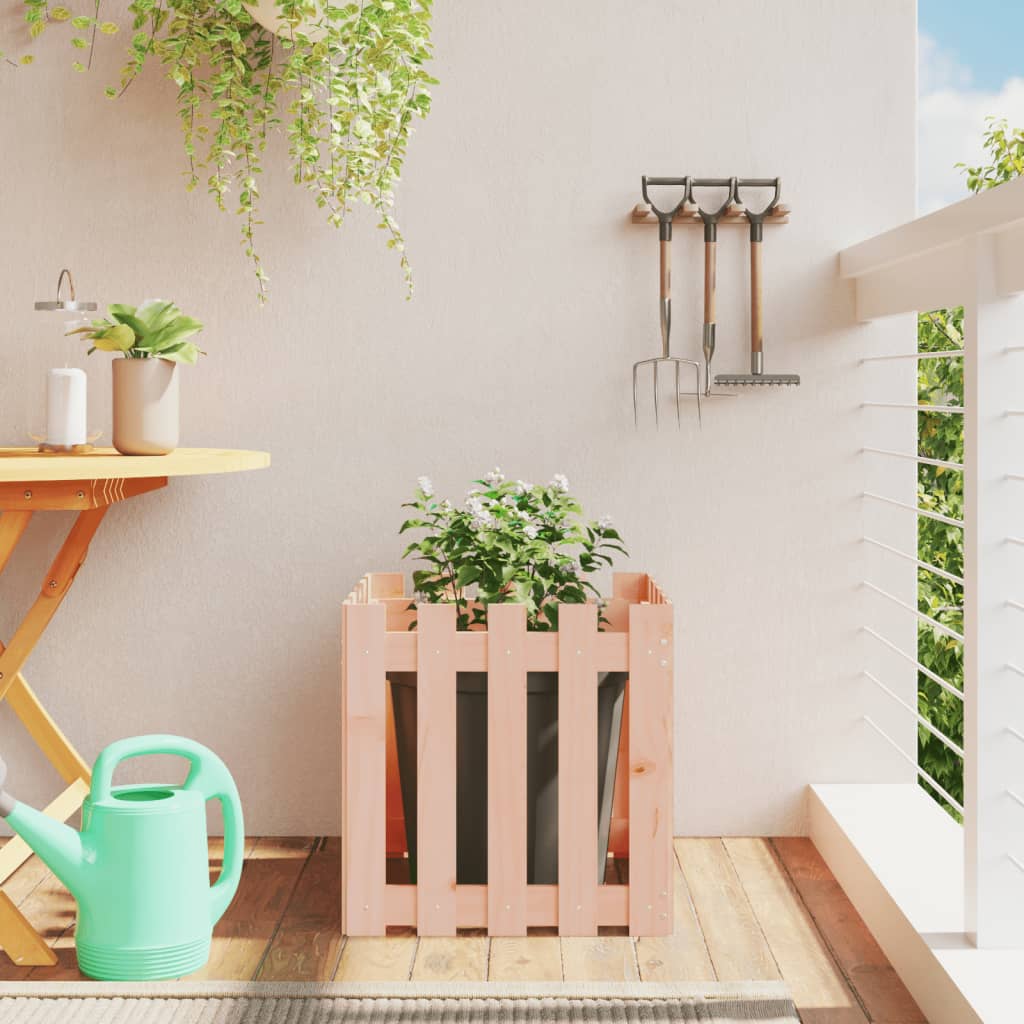 Arriate Elevado Jardín Con Valla Madera Maciza Pino 150X30X30Cm