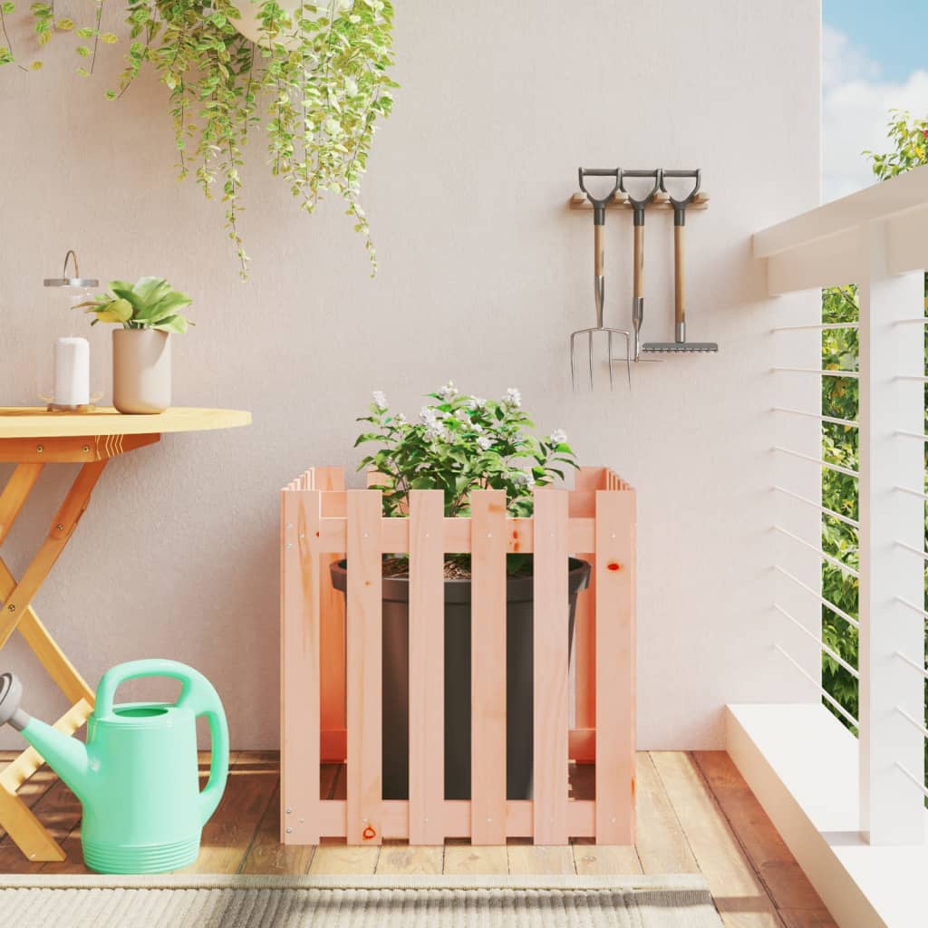 Arriate Elevado Jardín Con Valla Madera Maciza Pino 150X30X30Cm