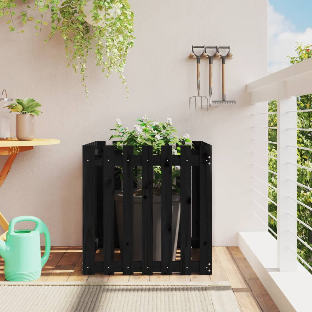 Arriate Elevado Jardín Con Valla Madera Maciza Pino 150X30X30Cm