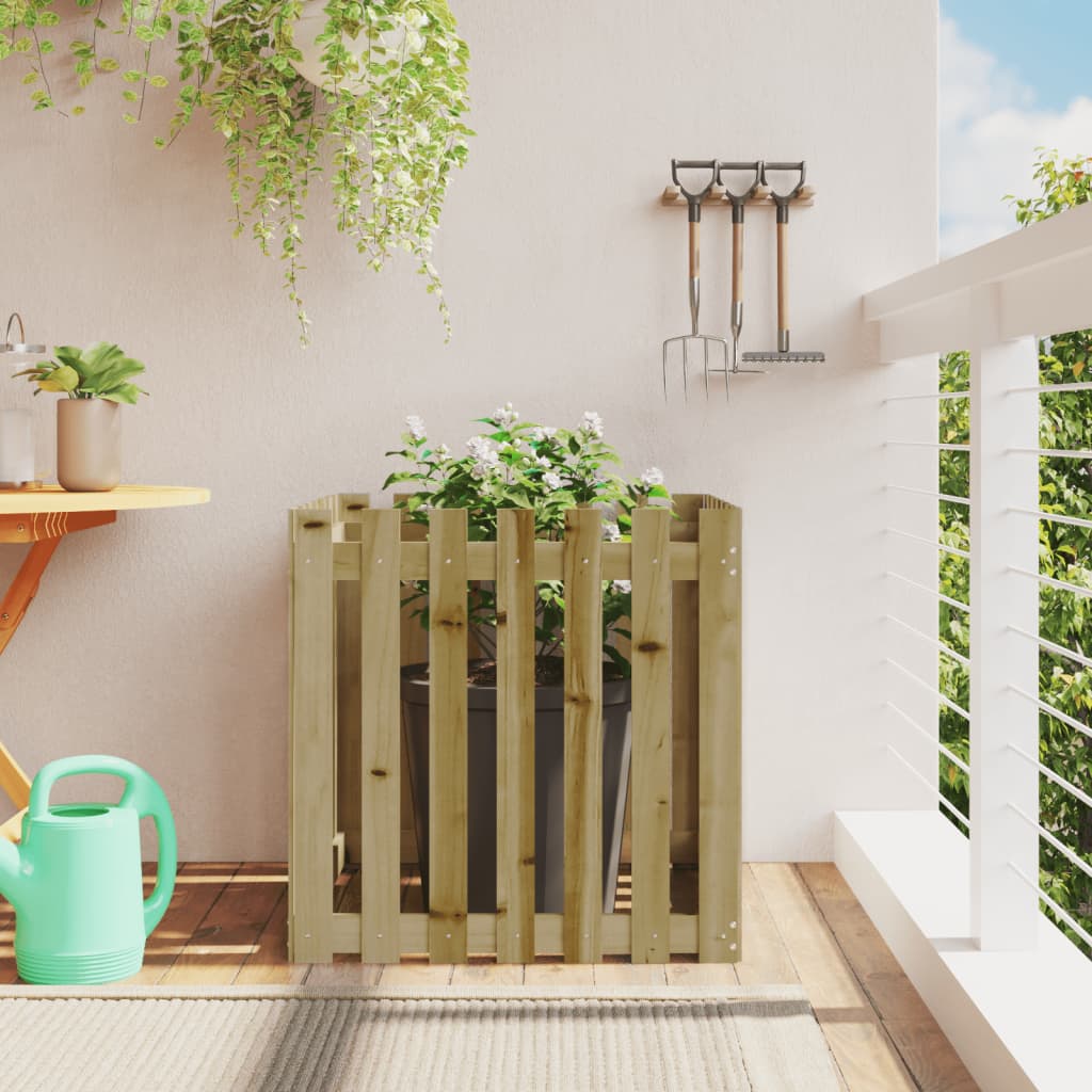 Arriate Elevado Jardín Con Valla Madera Maciza Pino 150X30X30Cm