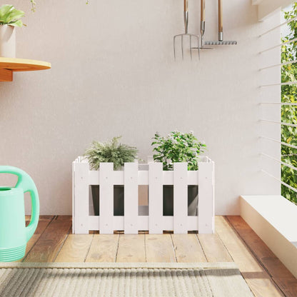 Arriate Elevado Jardín Con Valla Madera Maciza Pino 150X30X30Cm