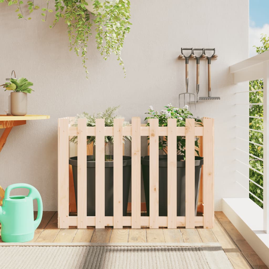 Arriate Elevado Jardín Con Valla Madera Maciza Pino 150X30X30Cm