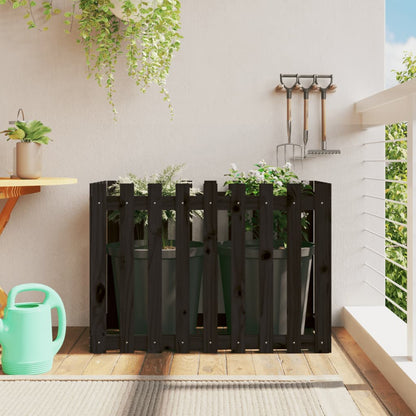 Arriate Elevado Jardín Con Valla Madera Maciza Pino 150X30X30Cm