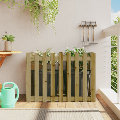 Arriate Elevado Jardín Con Valla Madera Maciza Pino 150X30X30Cm