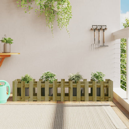 Arriate Elevado Jardín Con Valla Madera Maciza Pino 150X30X30Cm