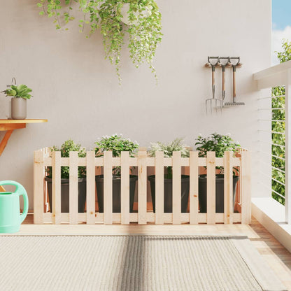 Arriate Elevado Jardín Con Valla Madera Maciza Pino 150X30X30Cm