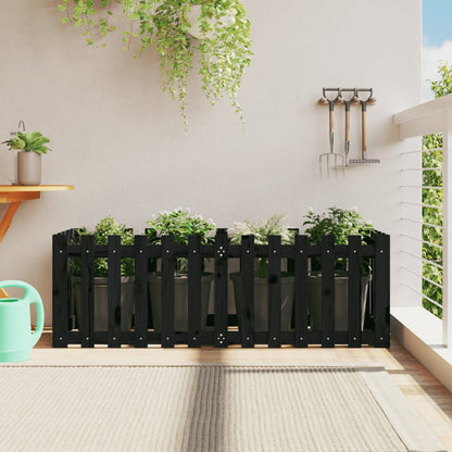 Arriate Elevado Jardín Con Valla Madera Maciza Pino 150X30X30Cm
