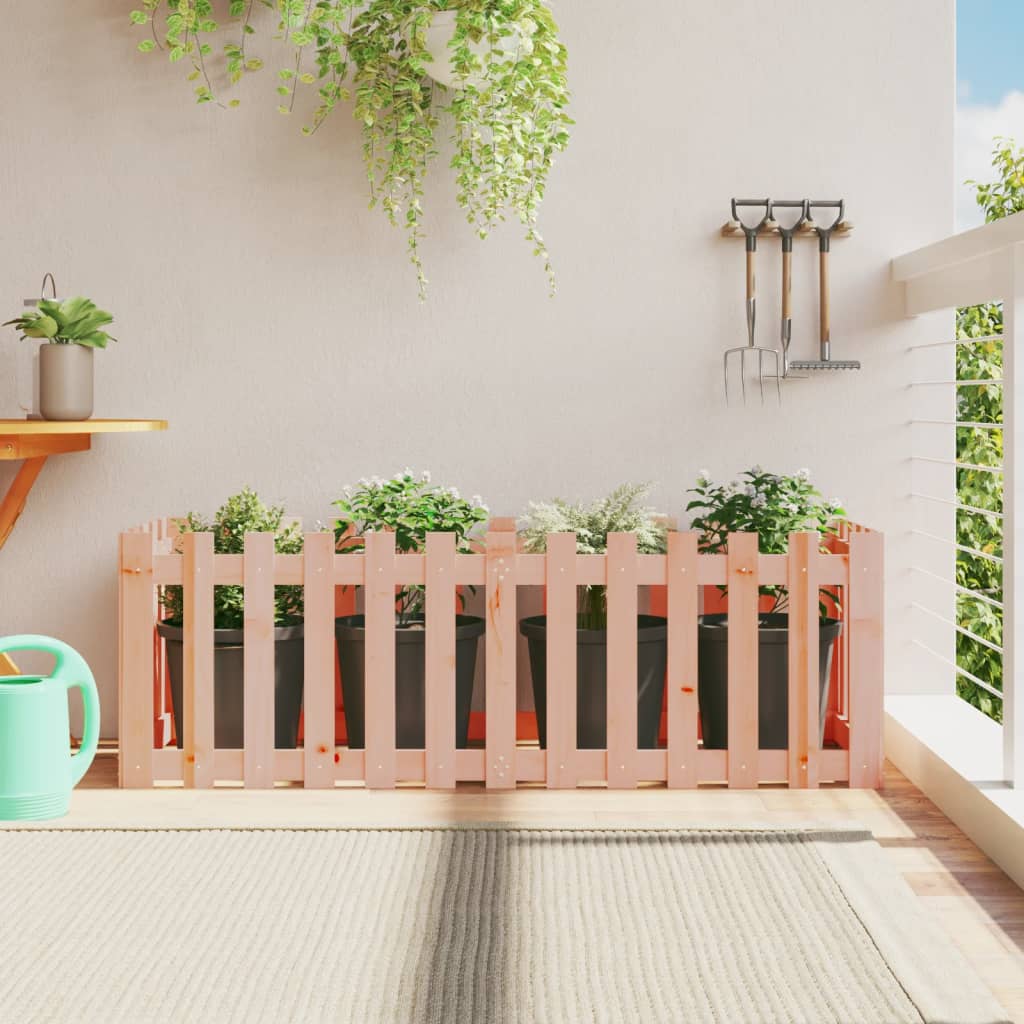 Arriate Elevado Jardín Con Valla Madera Maciza Pino 150X30X30Cm