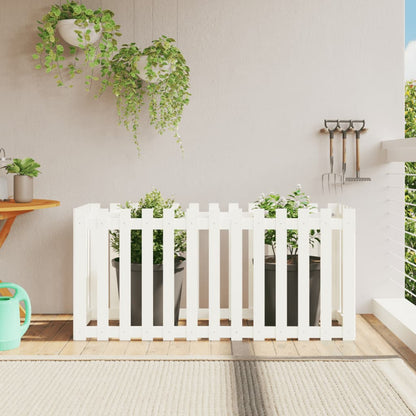 Arriate Elevado Jardín Con Valla Madera Maciza Pino 150X30X30Cm