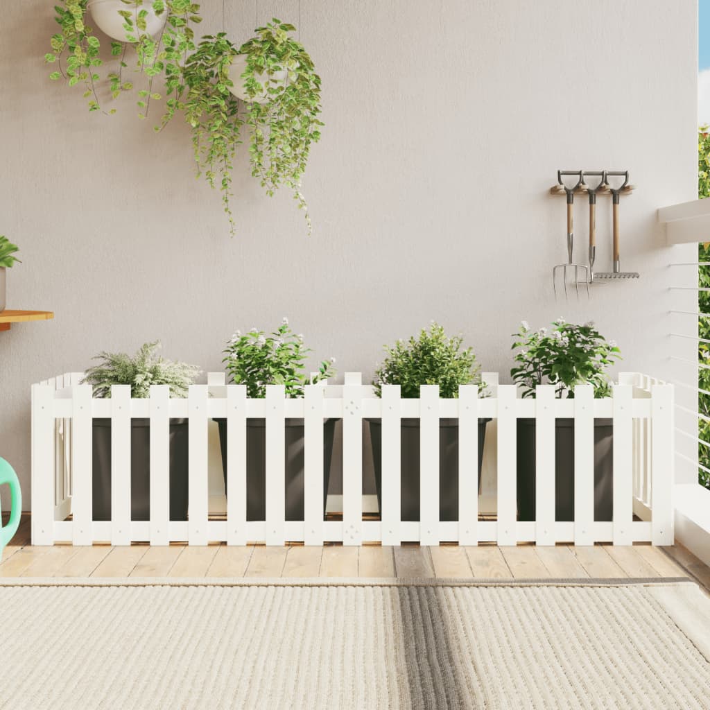 Arriate Elevado Jardín Con Valla Madera Maciza Pino 150X30X30Cm