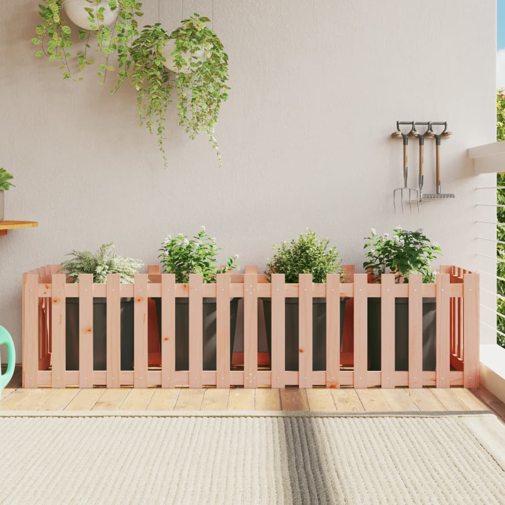 Arriate Elevado Jardín Con Valla Madera Maciza Pino 150X30X30Cm
