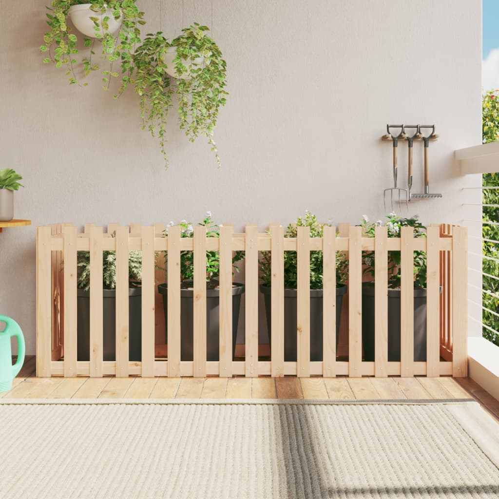 Arriate Elevado Jardín Con Valla Madera Maciza Pino 150X30X30Cm