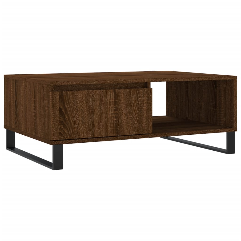 Mesa De Centro Madera De Ingeniería Roble Marrón 90X60X35 Cm